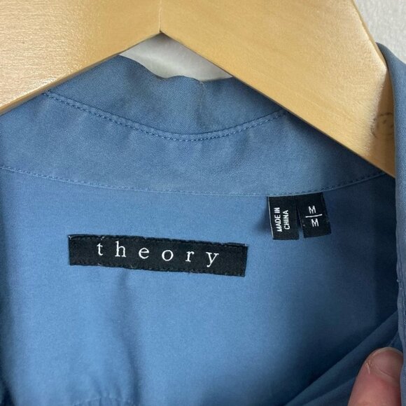 Theory Zack Ps Ostend Blue Button Up Dress Shirt Size Medium Stretch Long Sleeve - Picture 3 of 10